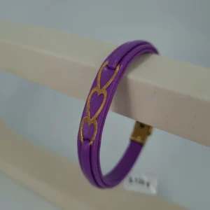 دستبند طلای زنجیرقلب بنفش