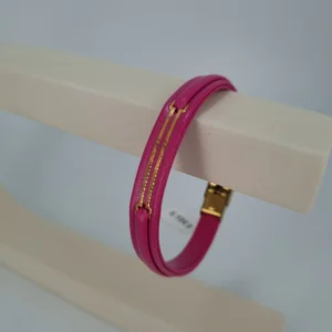 دستبند طلای چرمی دوخط