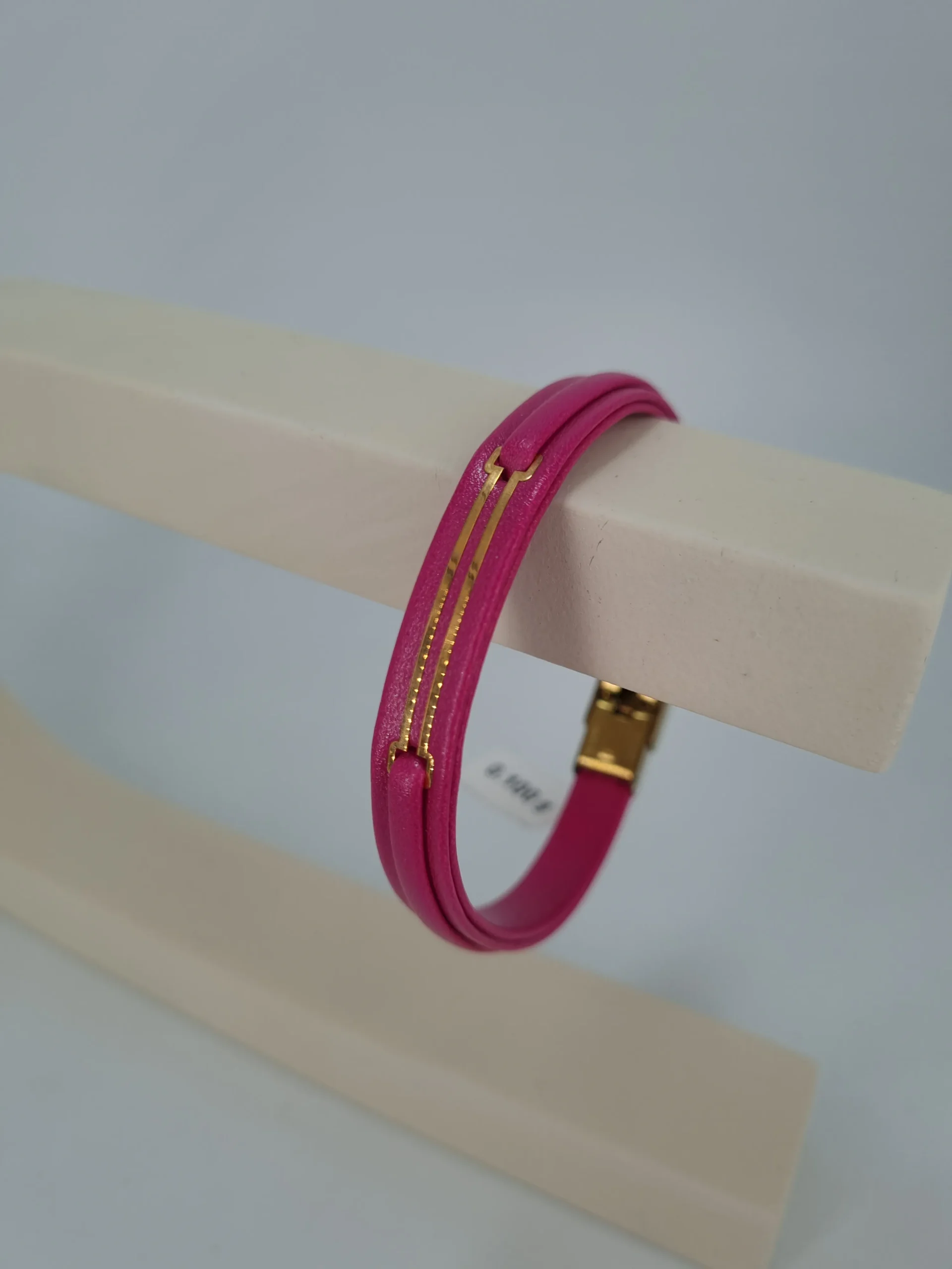 دستبند طلای چرمی دوخط