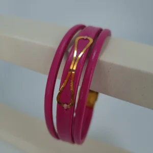 دستبند طلای چرمی ماژنتا