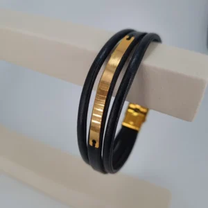 دستبند طلای چرمی ساده