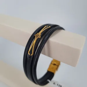 دستبند طلای چرمی برگ