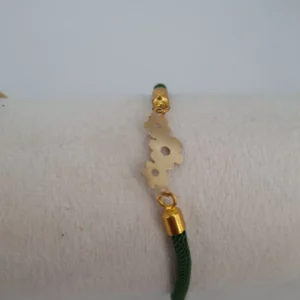 دستبند طلای سه گل با بند چرمی