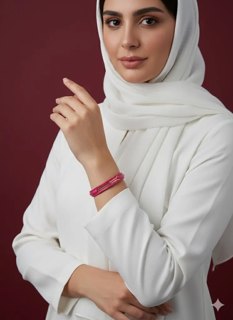 دستبند طلای چرمی دوخط - Image 2